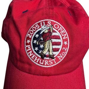 US Open Golf Pinehurst No. 2 Golf Cap Hat Vintage USGA Red Adjustable